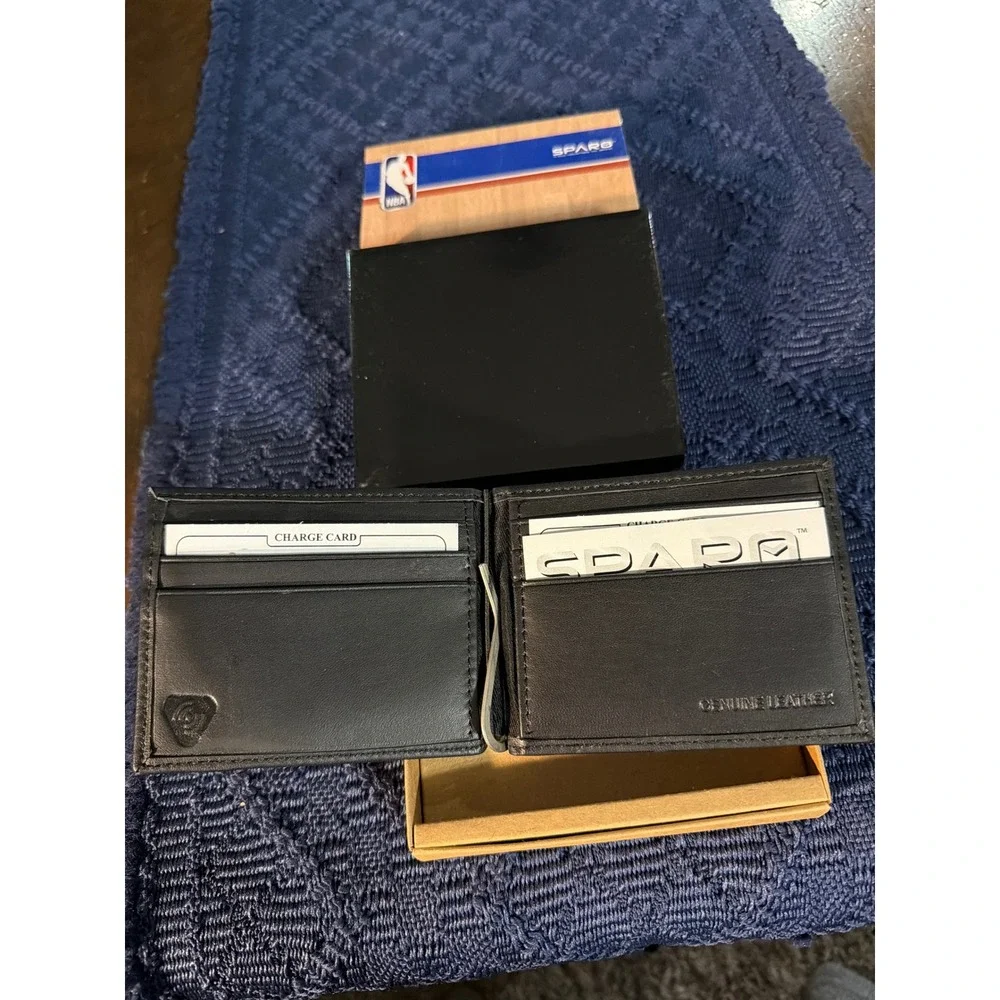 NBA Miami Heat Sparo Black Leather RFID Blocking Bifold Wallet with Money Clip